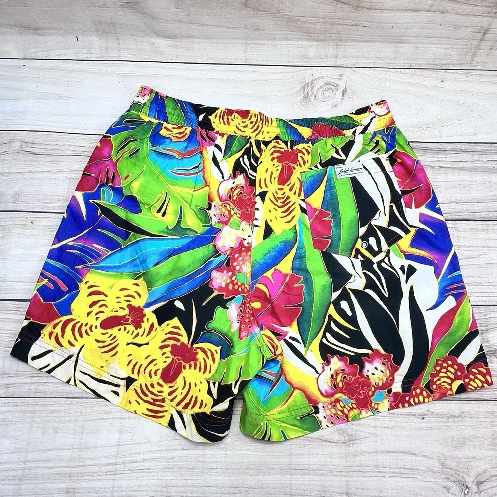 Vtg Polo Ralph Lauren Board Shorts Multicolored Kailua‎ Swim Trunks Surf Sz L